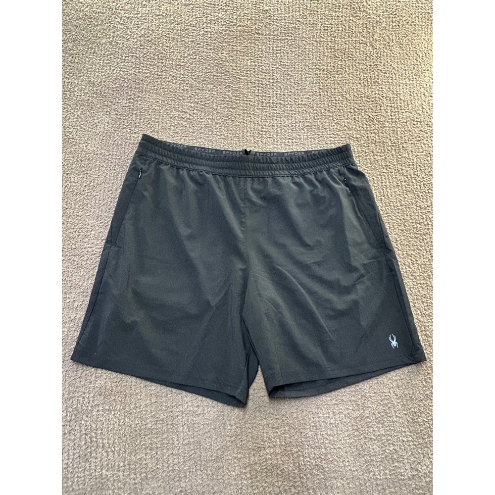 Spyder Active Mens Black Training Shorts XL Zipper Pockets ProWeb Gym Athletic